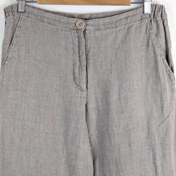 Flax Natural Beige Linen Cropped Pants Straight Leg High Rise Women's P/S (4/6) - Picture 3 of 6